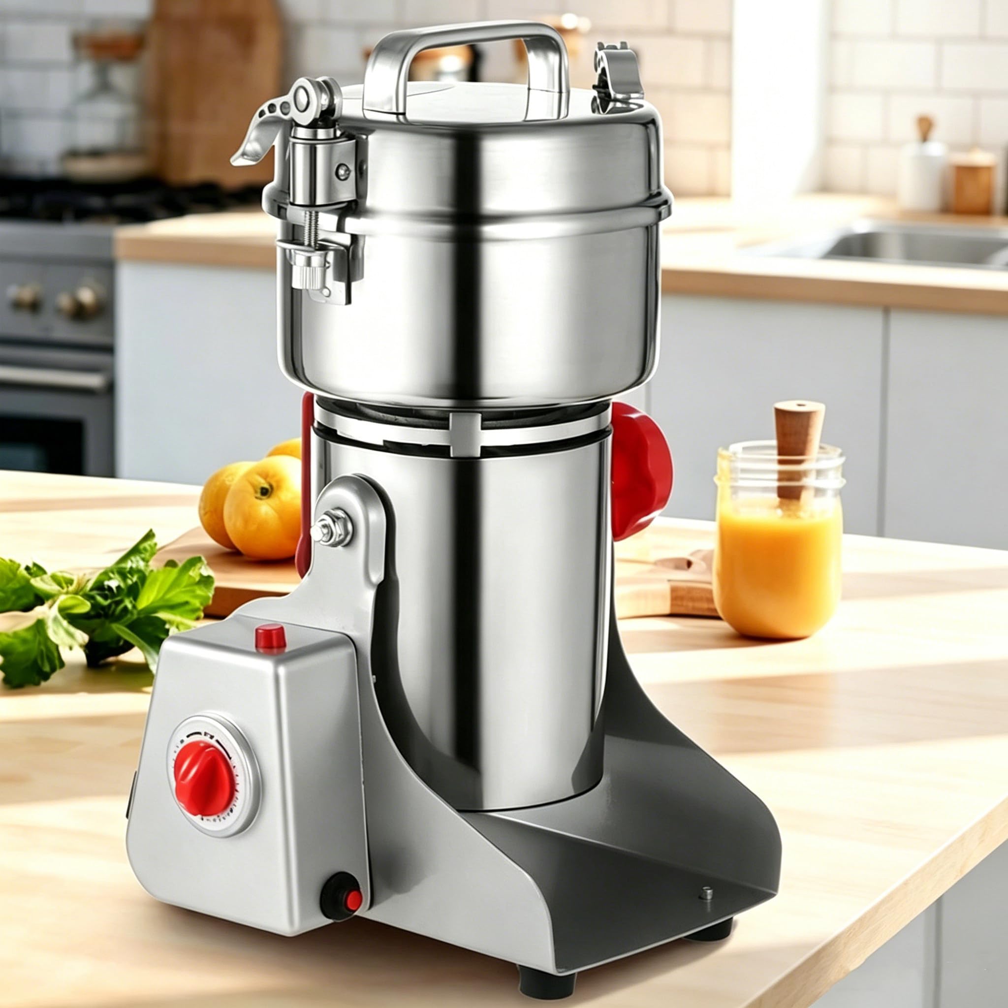 GSHSHOU Electric Grain Mill Grinder, High Speed 3500W Commercial Spice Grinders, Stainless Steel Pulverizer Powder Machine, for Dry Grains Spices Cereals Coffee Corn Pepper, Swing Type 1500G