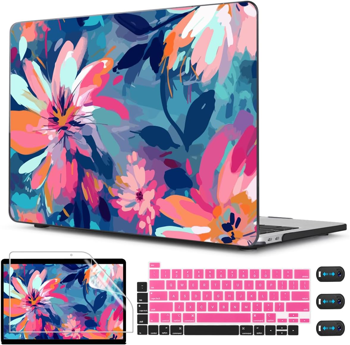 CISSOOK Compatible with MacBook Pro 13 inch Case 2023, 2022-2016 Release M2 M1 Chip A2338 A2251 A2289 with Touch Bar, Plastic Hard Shell Case &Keyboard Cover& Screen Protector, Muti-Color Painting Pro13inch-Muti-color Painting