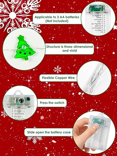 Miniatura 15 de Paquete de 4 luces de hadas que funcionan con pilas con temporizador de control remoto, tira de luces LED para decoración de interiores y Blanco