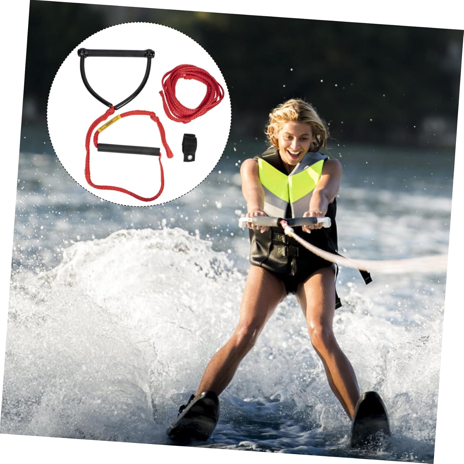 Heavy Duty Wear Resistant Water Ski Rope with Stable Handle for Wakeboarding and Water Sports Durable Portable Skiing Tow Rope for Tubing