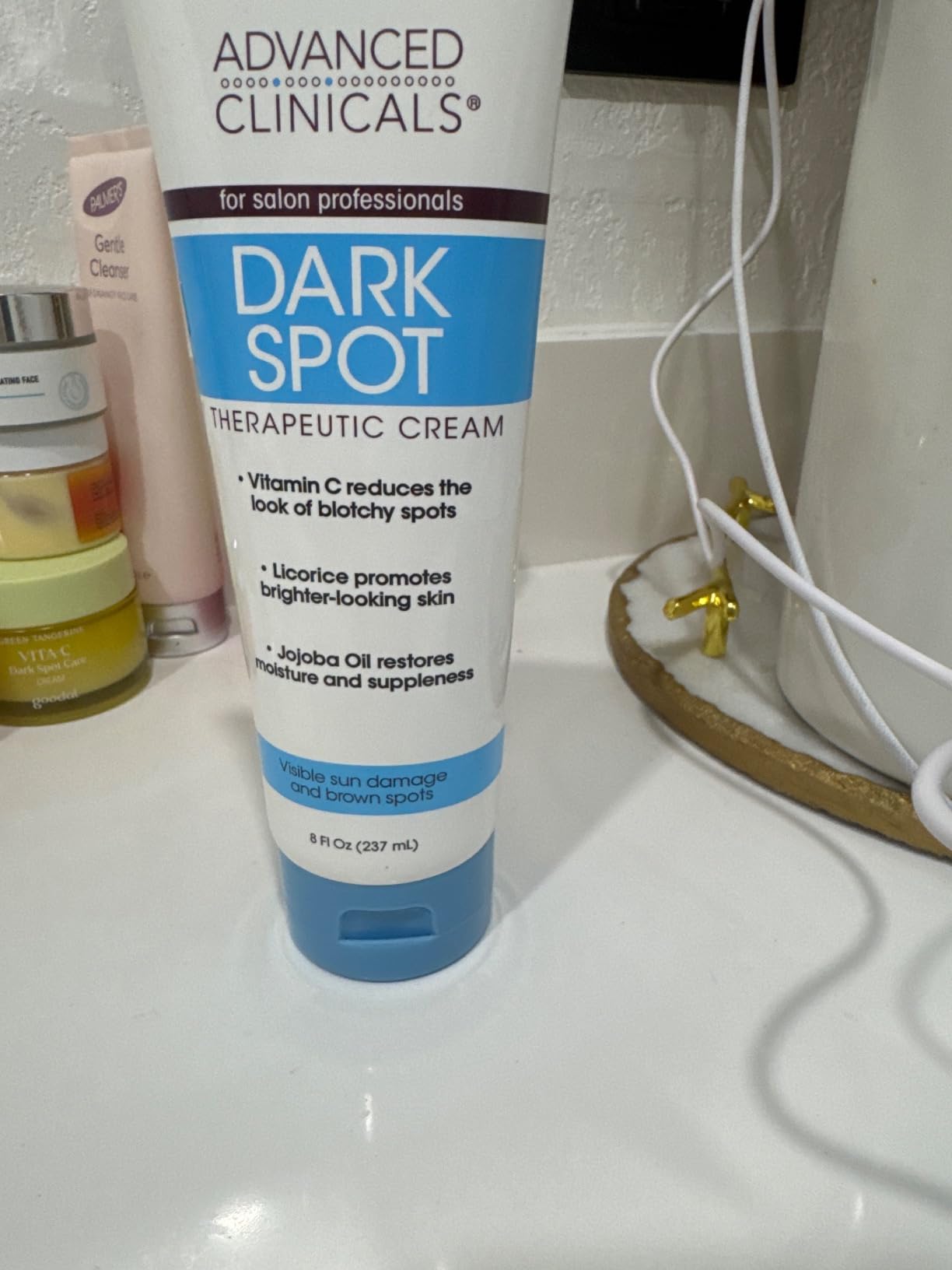 Advanced Clinicals Dark Spot Vitamin C Cream For Face, Hand & Body Lotion, Anti Aging Therapeutic Skin Care Moisturizer Lotion Reduces Appearance Of Age Spots, Blotchy Skin, & Wrinkles, Large 8 Fl Oz