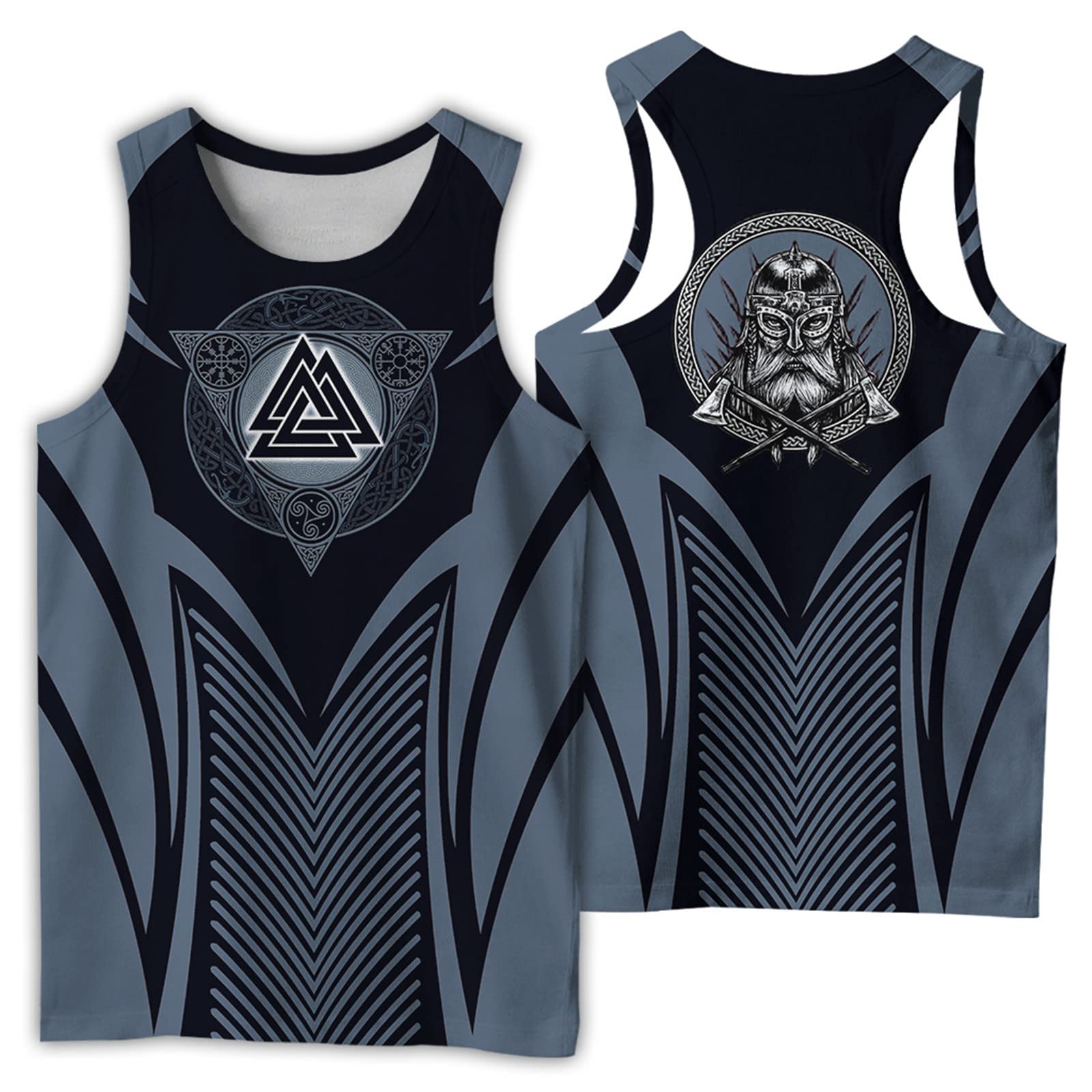 Wavotiq Men's # 12 Tank Top Viking Warrior 3D Print Sleeveless T Shirt Bodybuilding Tank Tops Gym Workout Casual Vest