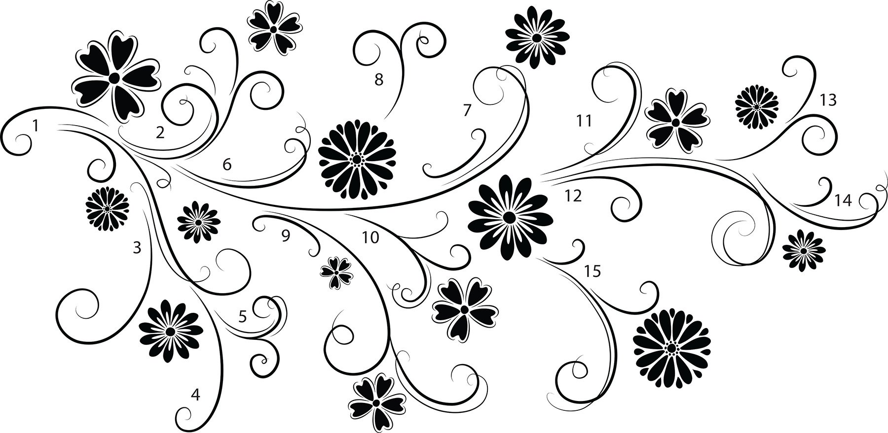 WallPops WPK1730 Floral Silhouette Wall Art Kit Decal - Black