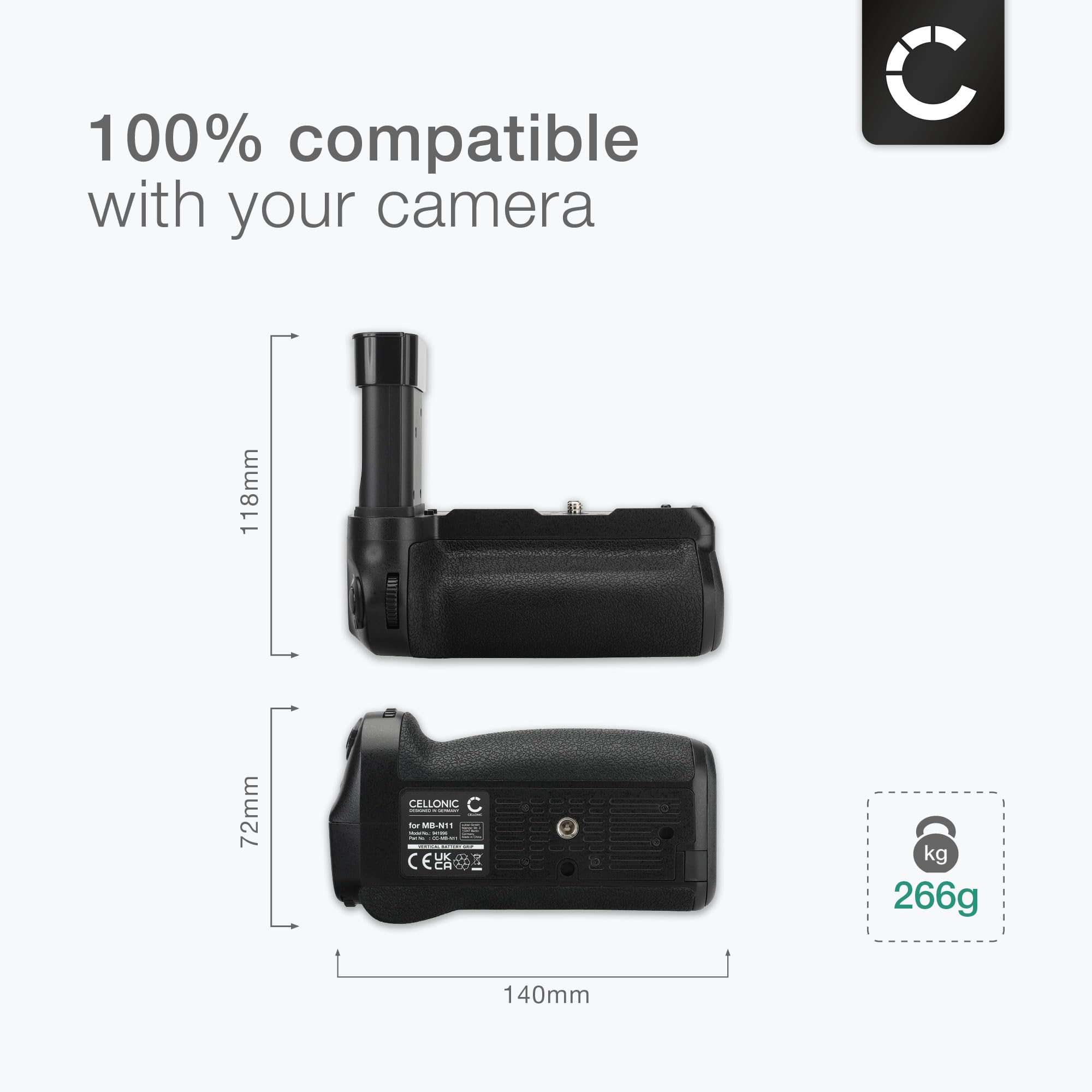 CELLONIC® BG-E10 uchwyt baterii kompatybilny z Nikon Z6 II, Z7 II - pionowy uchwyt aparatu do baterii EN-EL15 - wielofunkcyjny uchwyt portretowy zapasowy uchwyt baterii
