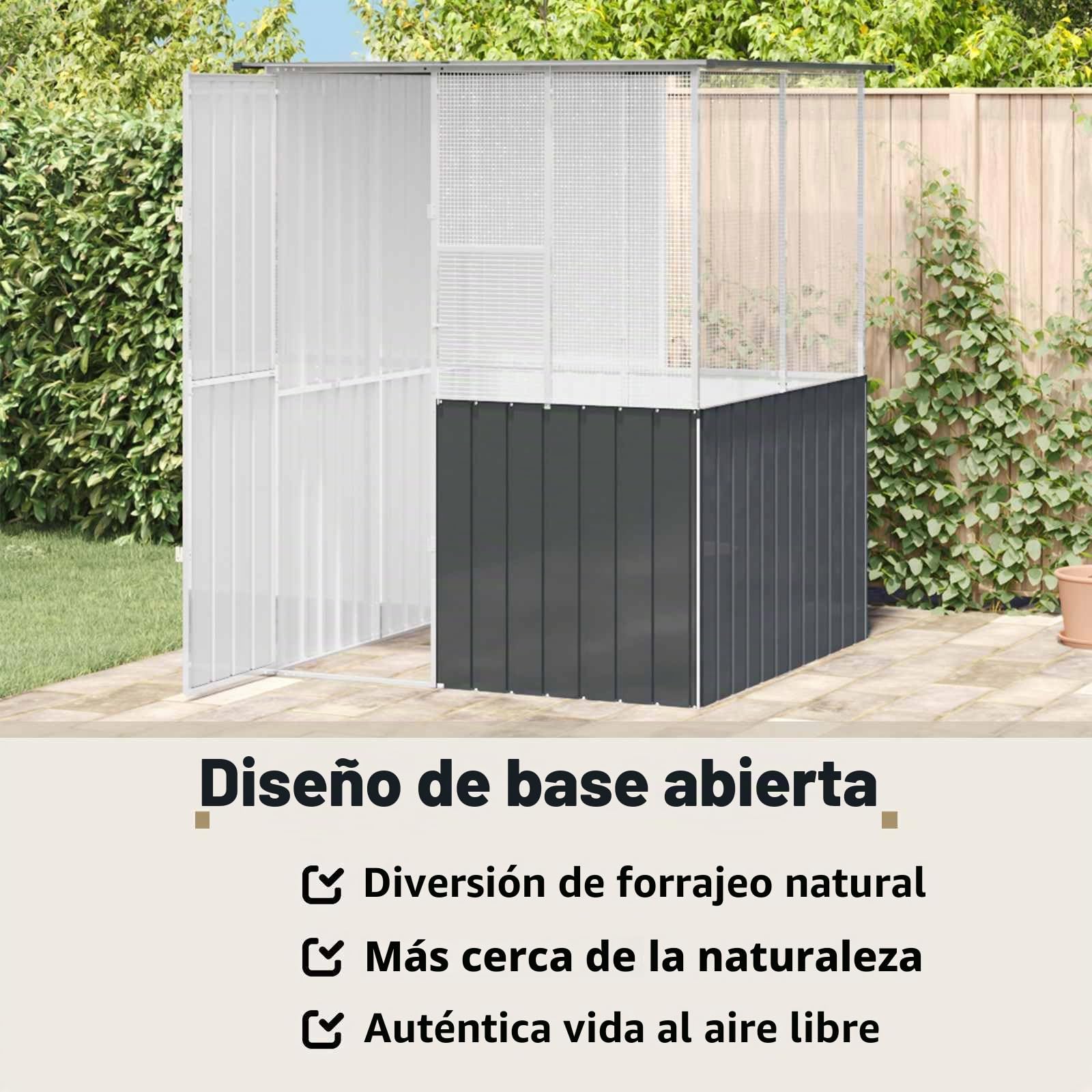 vidaXL Jaula para Aves Antracita 165 x 165 x 200 cm Acero Galvanizado, Jaula Rectangular para pájaros, Elegante, Segura y Amplia, Ideal para tu jardín y terraza, Aves