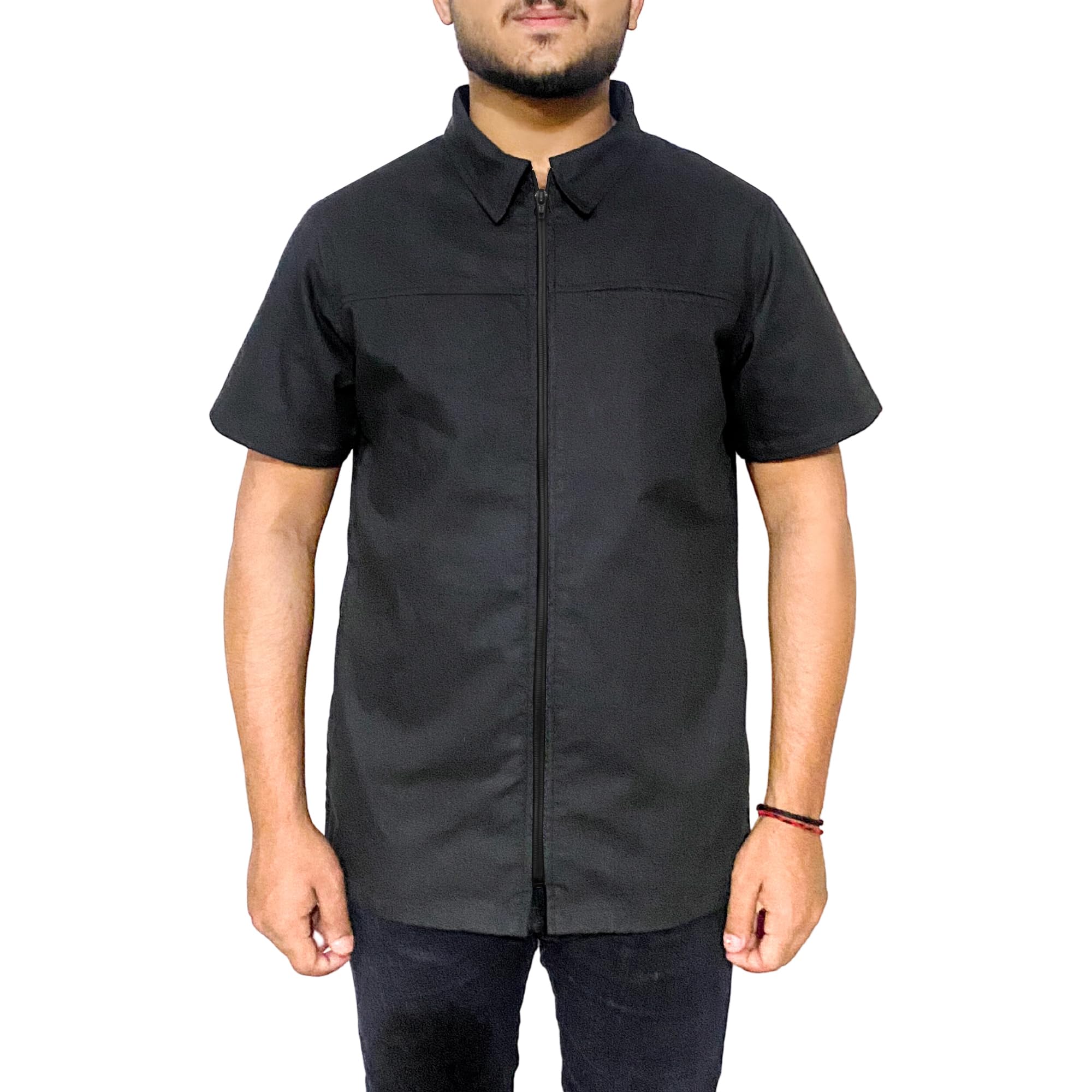 GENCUTSProfessional Barber Jacket Red Half Sleeve Barber Shirt Men's Red Hairdresser Salon Smocks Hair Stylist Uniform