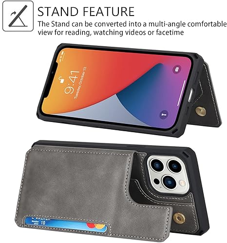 Miniatura 5 de Cavor Funda para iPhone 11 Pro Max con tarjetero, funda tipo cartera con tarjetero y tarjetero para iPhone 11ProMax, funda de piel sintética con