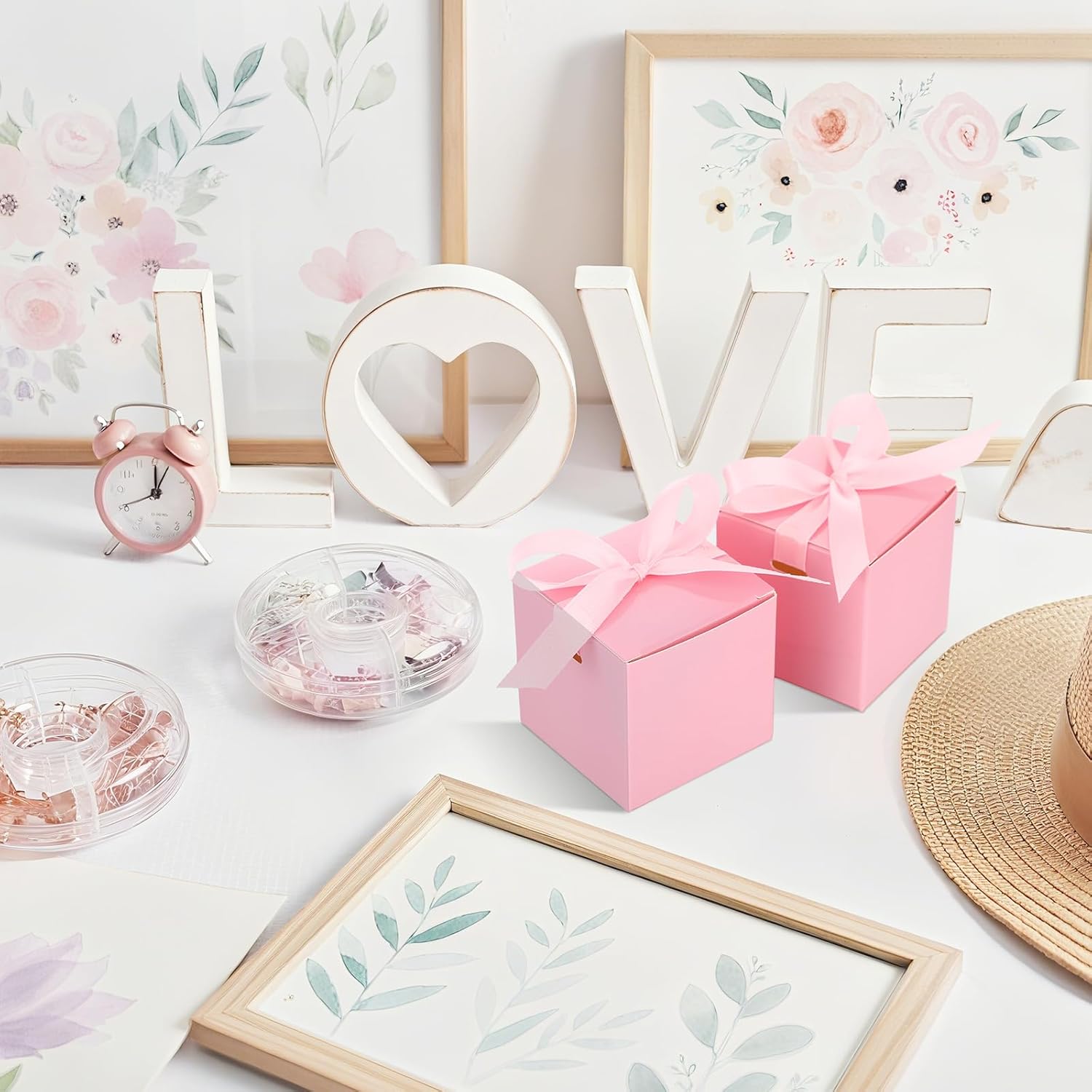 48 Pcs Wedding Gift Boxes with Ribbon Small Party Favor Boxes with Lids Mini Treat Candy Container for Easter Party Birthday and More(Pink,2 Inch) - Image 7