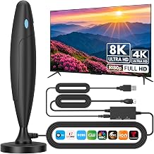 Upgraded TV Antenna for Local Channels, Long Range Reception with Surge & Lightning Protection, Digital Antenna for Smart TV Indoor with Strong Magnet