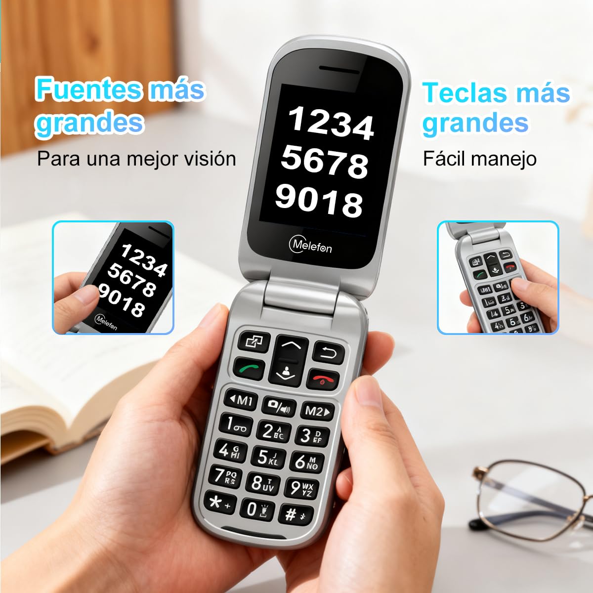 4G Teléfono Móvil de Tapa para Mayores,Botones y Teclas Grandes,Pantalla de 2,4 Pulgadas,Llamada Rápida,1350mAh Batería,Fácil Uso para Ancianos