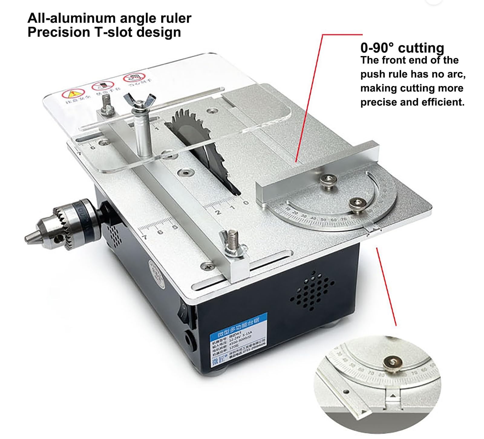 Mini sierra de mesa DIY máquina de corte – Regla angular de aluminio, diseño de precisión, compacta, ligera, duradera, versátil para modelos hechos a mano