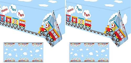 Miniatura 7 de Chugga Chugga - Mantel con diseño de tren de feliz cumpleaños, adecuado para niños de cualquier edad, para interiores y exteriores, suministros de