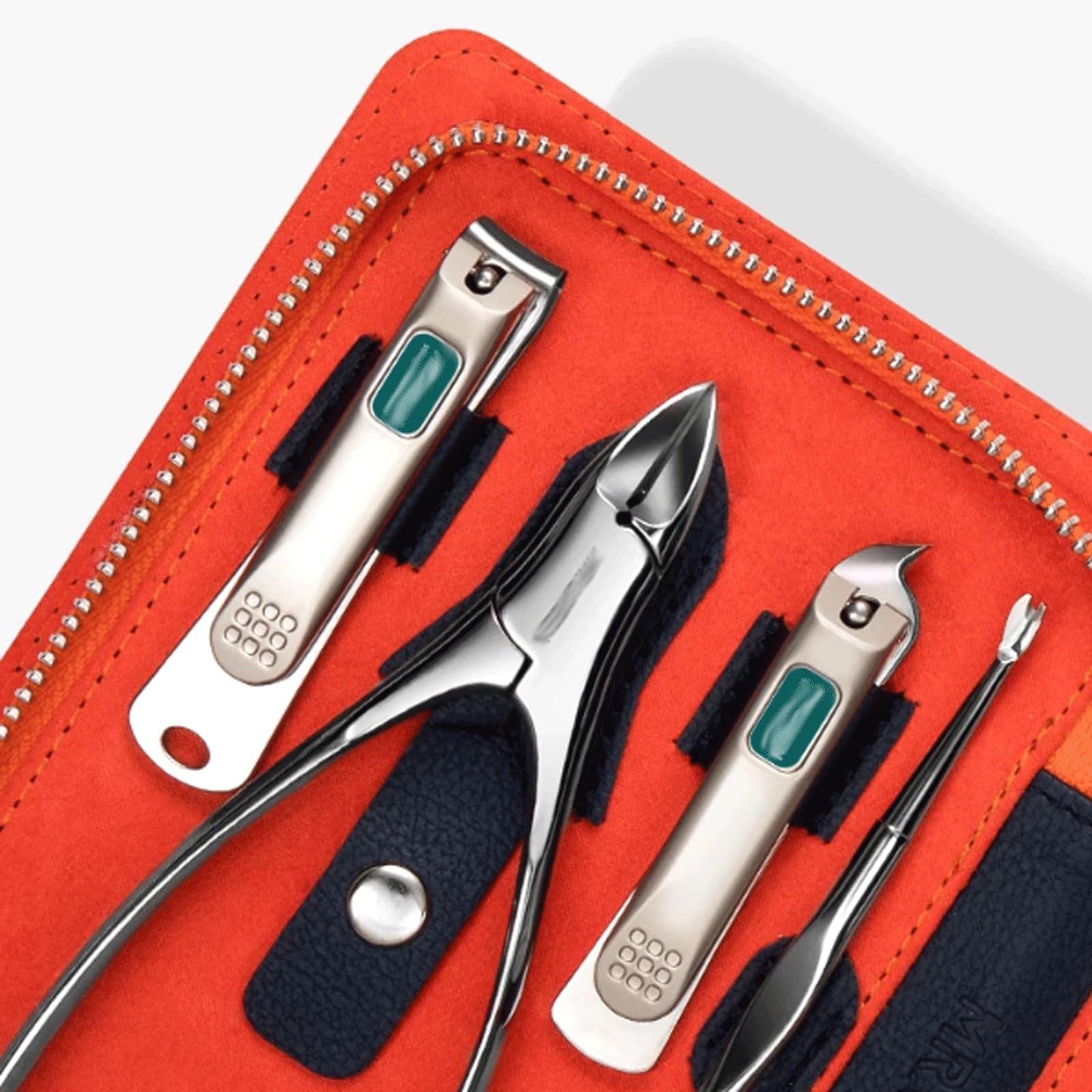 Kit de manicura de Acero Inoxidable, Herramientas Profesionales de manicura con Estuche de Cuero, Herramienta de Cuidado Personal para uñas Gruesas, 9 Uds.