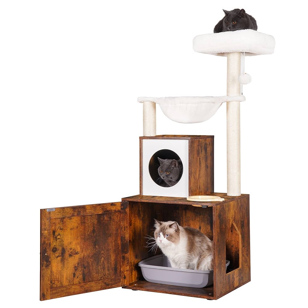 family cats　0101 ♡ Gray Cat Condo with Bed | FEANDREA Cat Tree