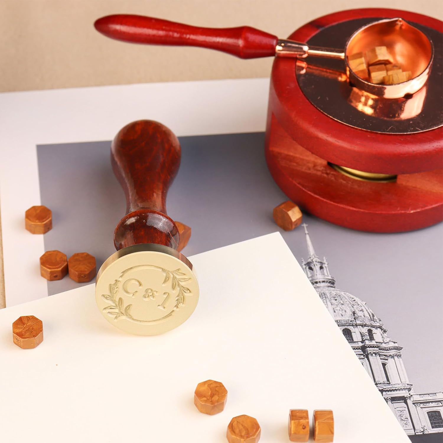 KAINSY Custom Wax Seal Stamp, Personalized Sealing Stamp with Your Logo Design, Wedding Invitations Envelopes Gift Card Gift Wrap Decoration, Handcraft Lovers Gifts