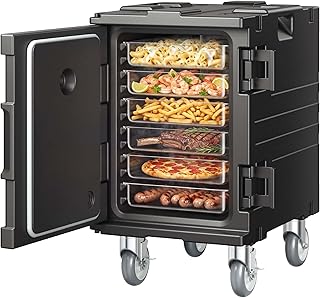 VEVOR Isolierter Speisenbehälterträger Warmhaltebox für Gastronomie 90 L, Speisenbehälter mit Schnalle, rollbarer Speisenbehälterträger, Lebensmitteltransportbox für Restaurant Kantine schwraz
