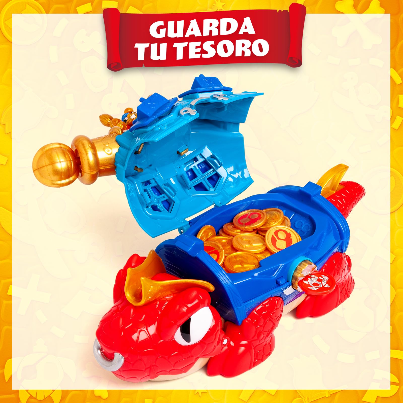 PIRATIX King Turtle – Tortuga Articulada para Capturar Piratix y con un Cofre. Contiene 1 Cocodrilo,1 Tesoro Exclusivo, 2 Tesoros Dorados Extras, 1 Figura Exclusiva y 1 Accesorio