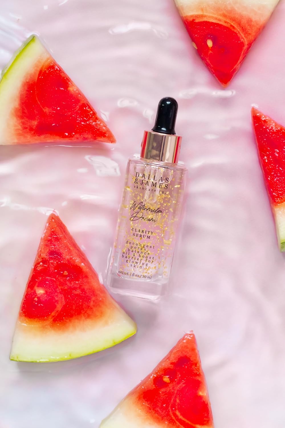 Dallas & James Skincare Co. Watermelon Dream Clarity Serum - with Cloudberry - Hydrate & Clear Clogged Pores with Salicylic Acid, Mandelic Acid + Niacinamide