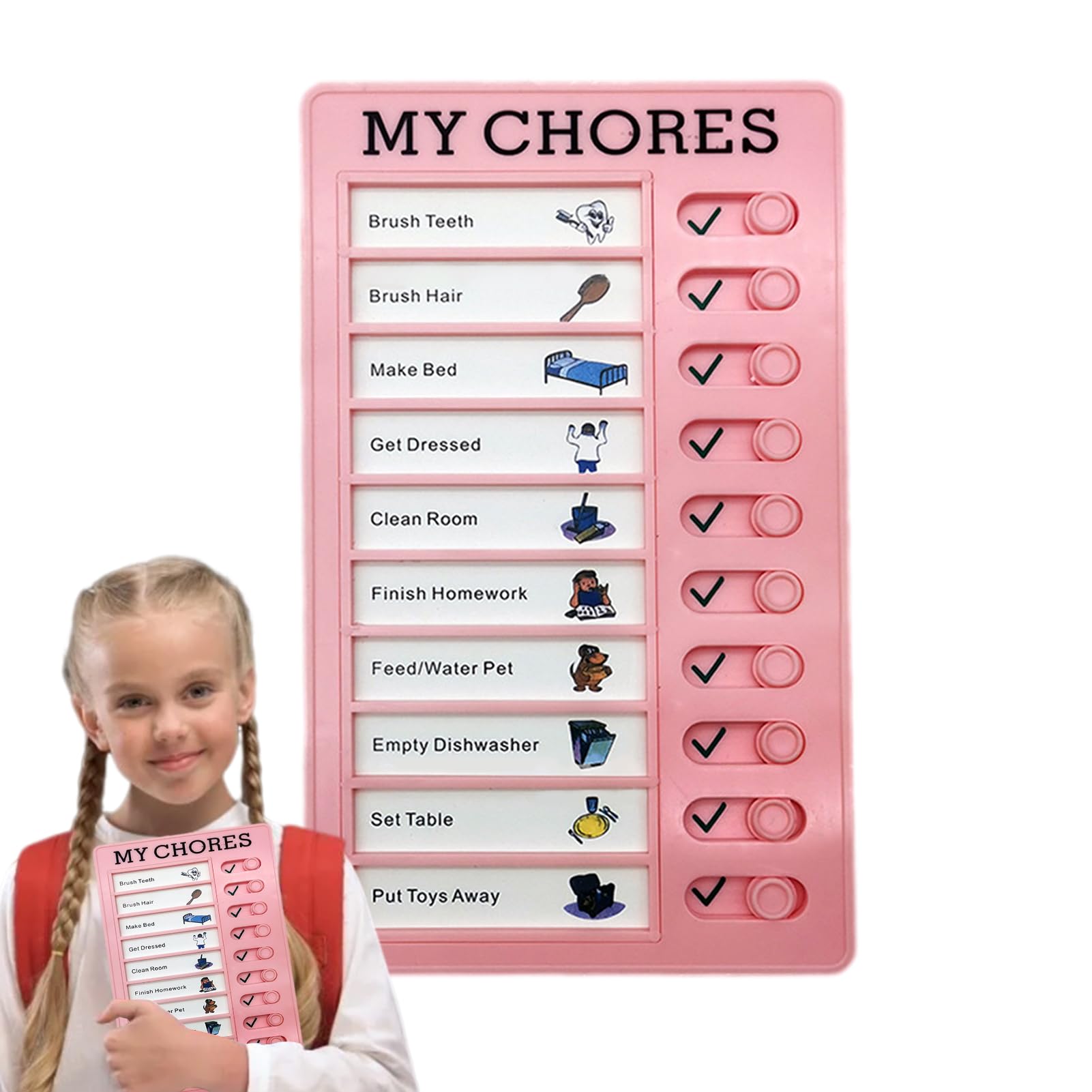 LearnLyrics Task Chart for Adults, Daily Task Chart for Children, Sliding Lists for Message Boards - Task Plan with Replacement Box for Adults, Children, Motorhome Daily Routine