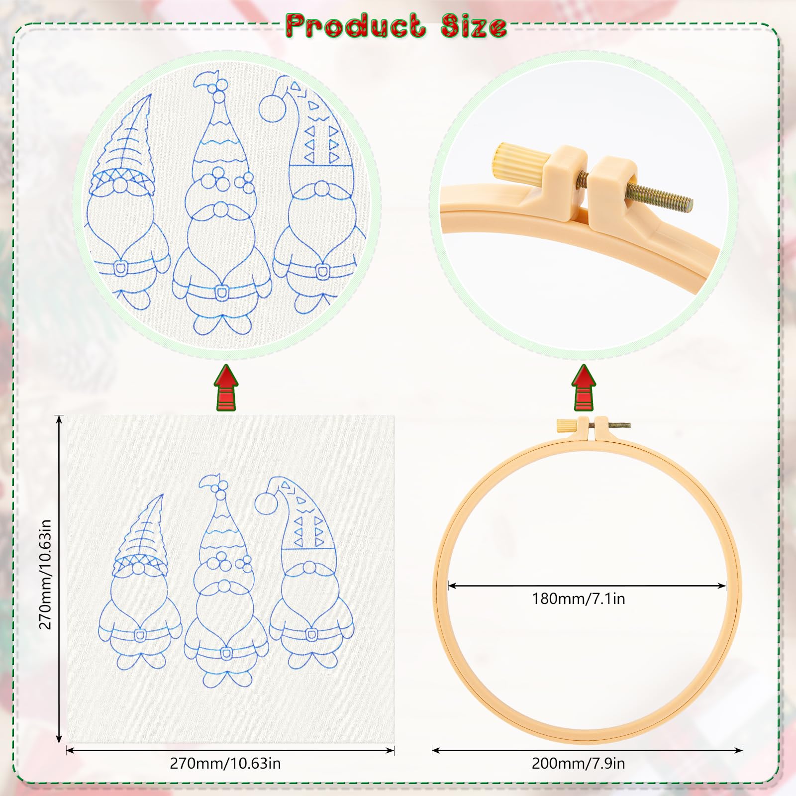 Kit Broderie Point De Croix Lutins De Noël - Pour Débutants, Tout Inclus - Loisir Créatif, Cadeau Fait Main