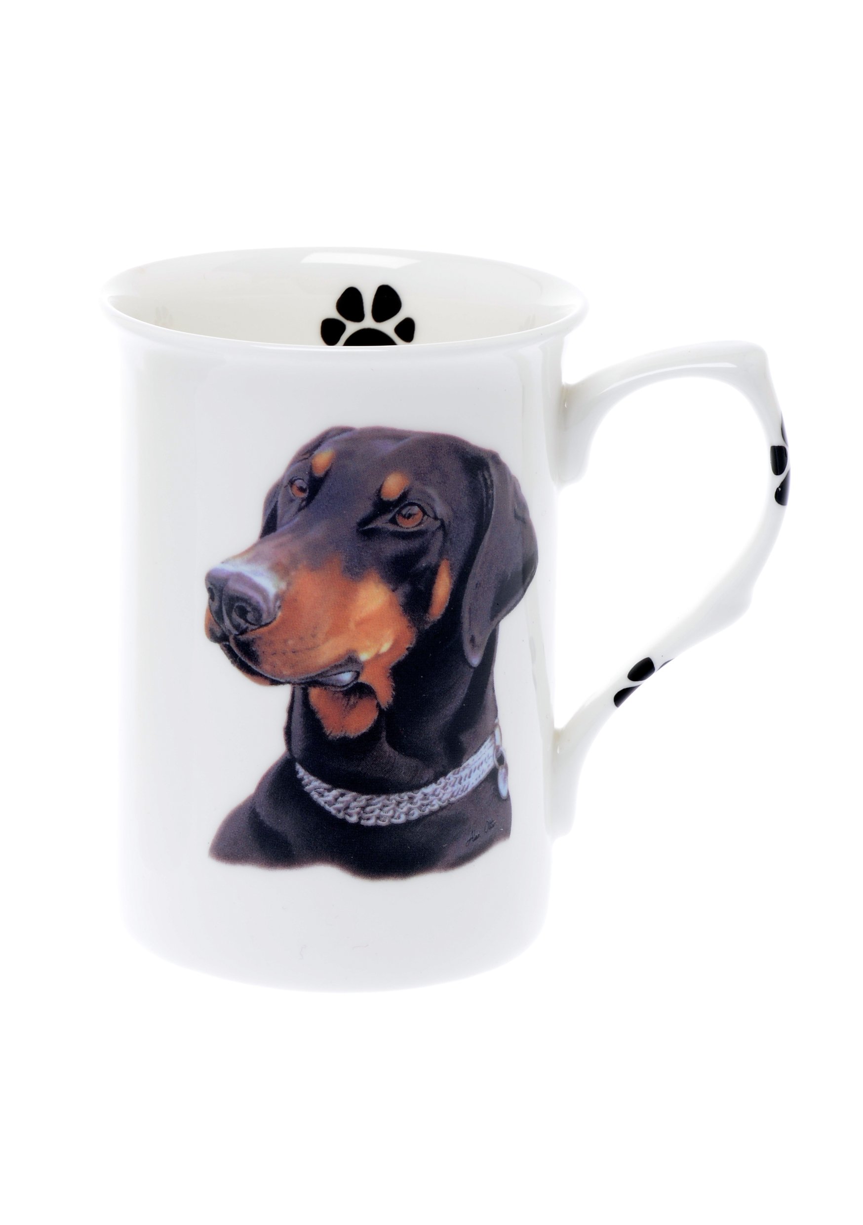 (BB26) SINGLE BONE CHINA BEAKER/ MUG/CUP Dobermann dog KIRSTY JAYNE CHINA