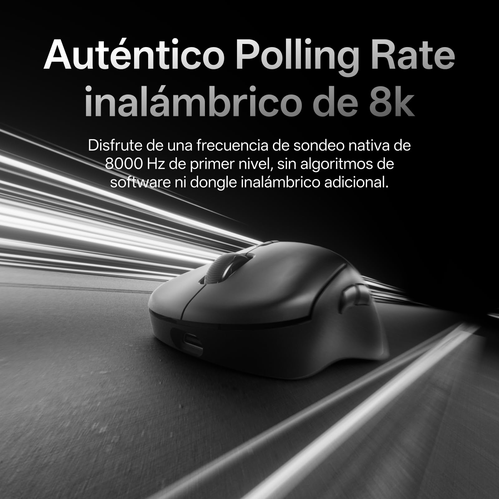 Rapoo VT3 MAX Gen-2 Ratón Gaming Inalámbrico, Sensor Paw 3950 Ultimate, 30000DPI, Verdadero Sondeo de 8000 Hz, Ultraligero 53g, Batería de hasta 750h, Interruptor Óptico 120M, 10 Botones Programables