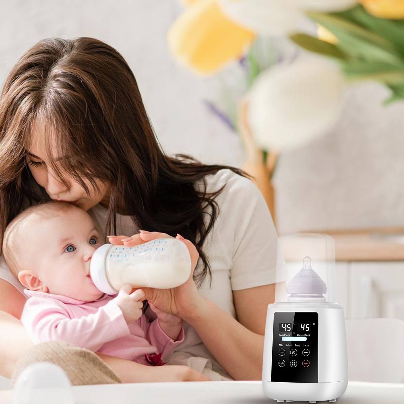Calentador de leche para bebés, calentador de alimentos para bebés | calentador de biberones, calentador de biberones y esterilizador, aparato de alimentación para bebés 6 en 1 con función de