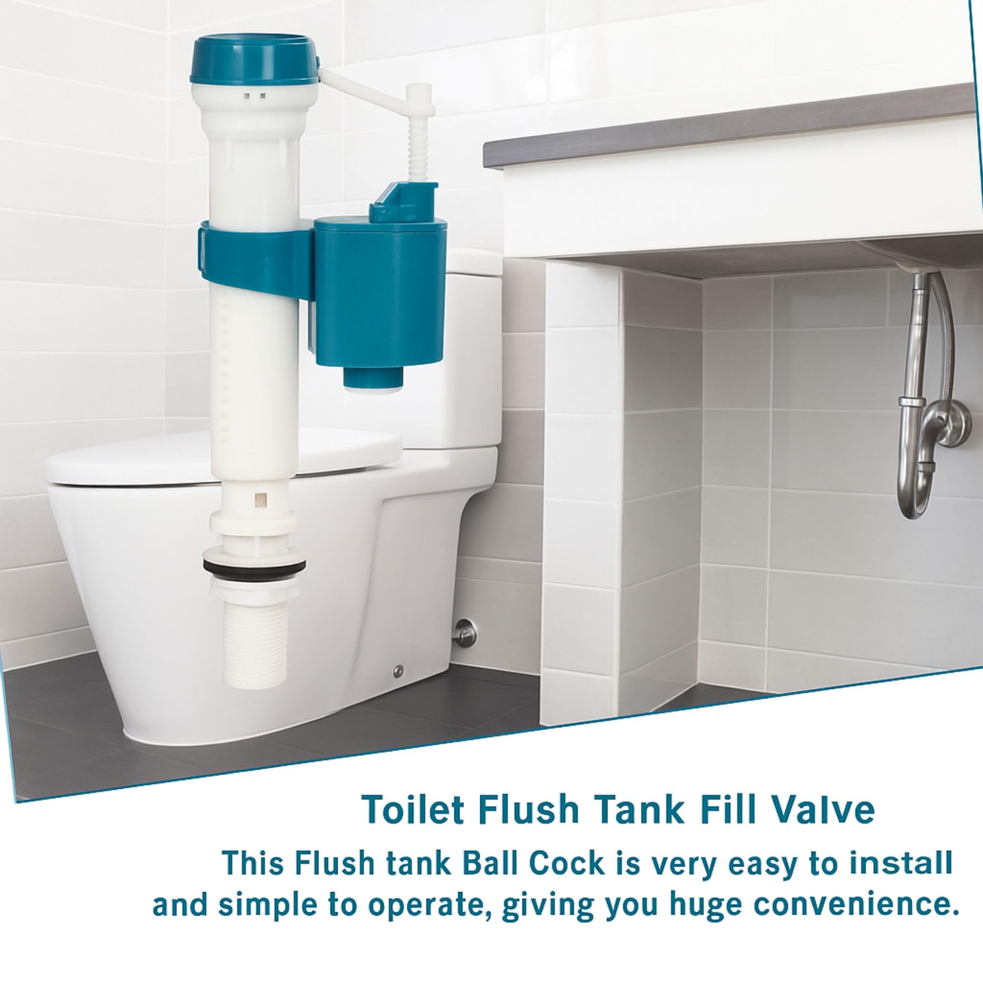 Prem's Big High-Pressure Anti-Siphon Ball Cock Fill Valve, Adjustable 7-11" Fit, Anti-Siphon Backflow Protection, Universal for One- & Two-Piece Toilets, White 4