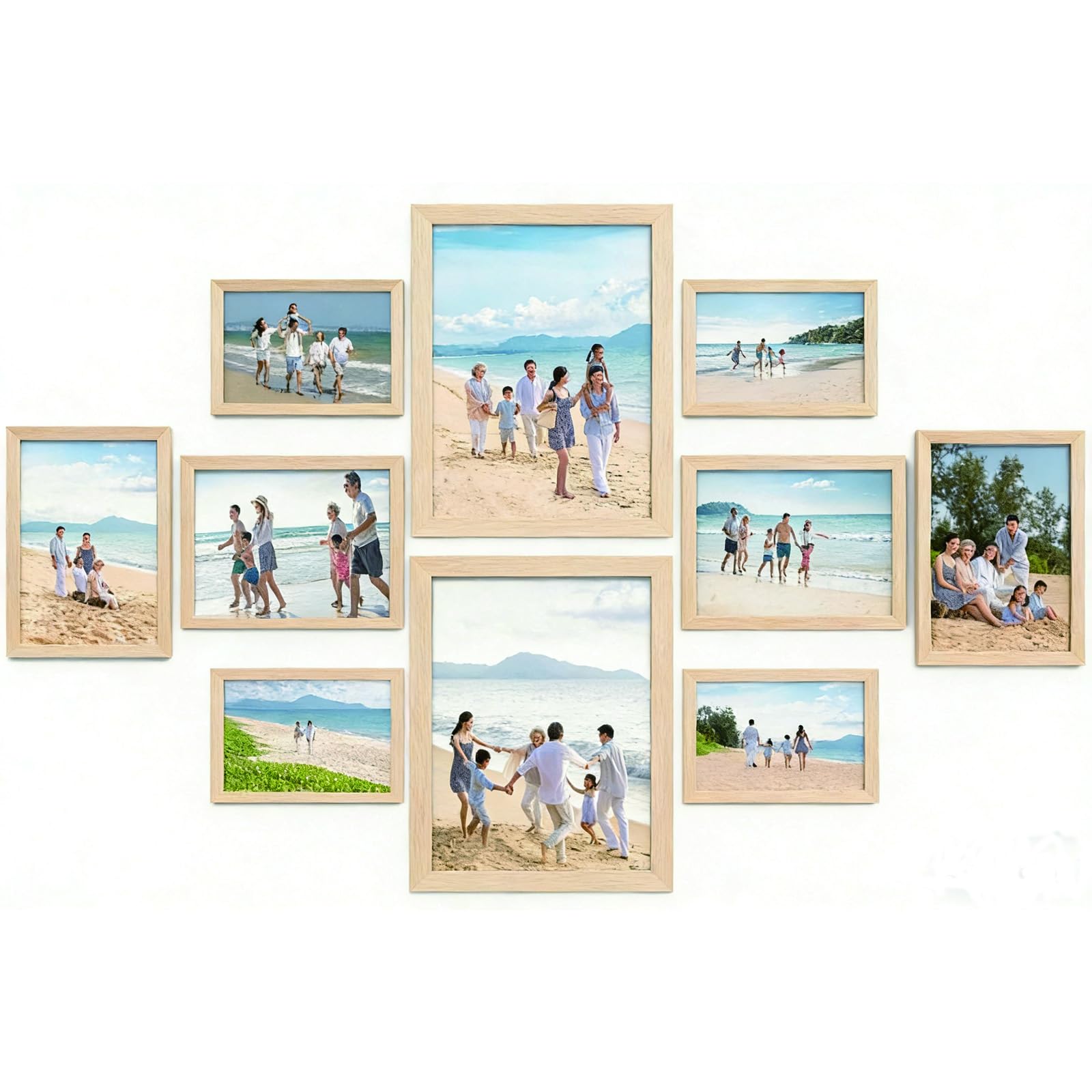 10Pcs Multi‑Size Photo Frames,Wall & Tabletop for Home Photo Collage Decor