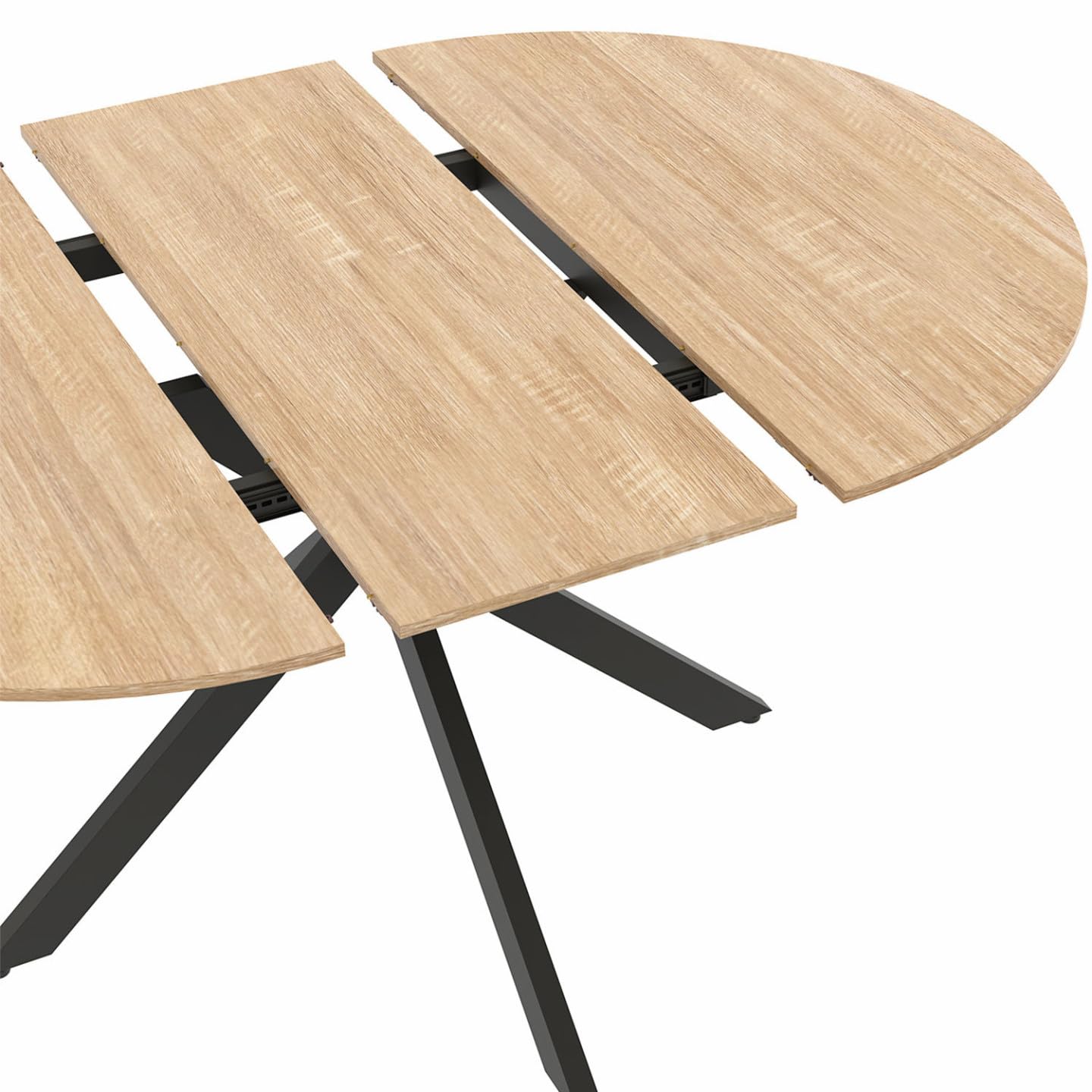 IDMarket - Table à Manger Extensible Ronde Alix 4-8 Personnes Pied araignée Bois et Noir 110-150 cm