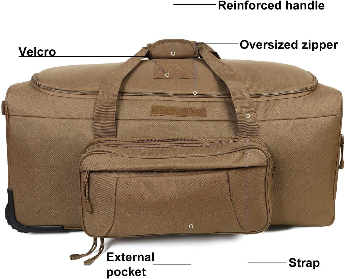 Heavy-Duty X-Large Military Tactical Wheeled Rolling Duffel Trolley Bag For Deployment Traveling Camping Sporting - Image 2