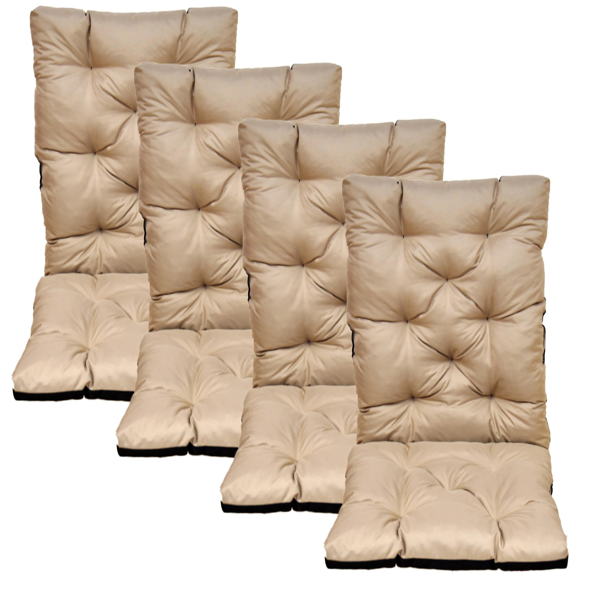 Coussin Salon de Jardin Extérieur avec Dossier, Coussin Fauteuil Jardin Imperméable 120x50x8cm, Coussin Chaise Extérieur Confortable pour Balcon Terrasse (4, Beige)