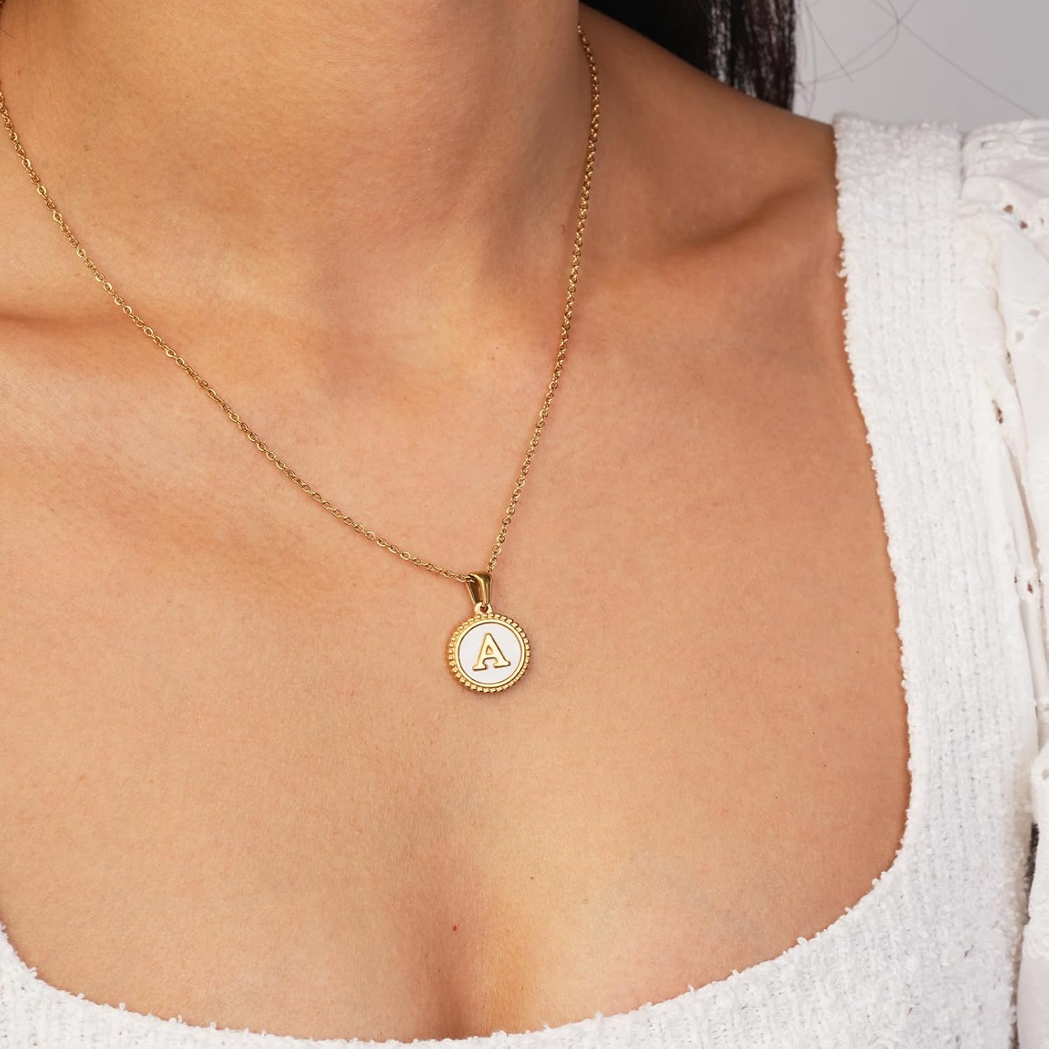 Initial Necklaces for Women 14K Real Gold Plated Dainty Letter Alhpabets from A-Z Link Chain Necklace for Womens Ladies Gift for Wife Mom Sister Friend image 2