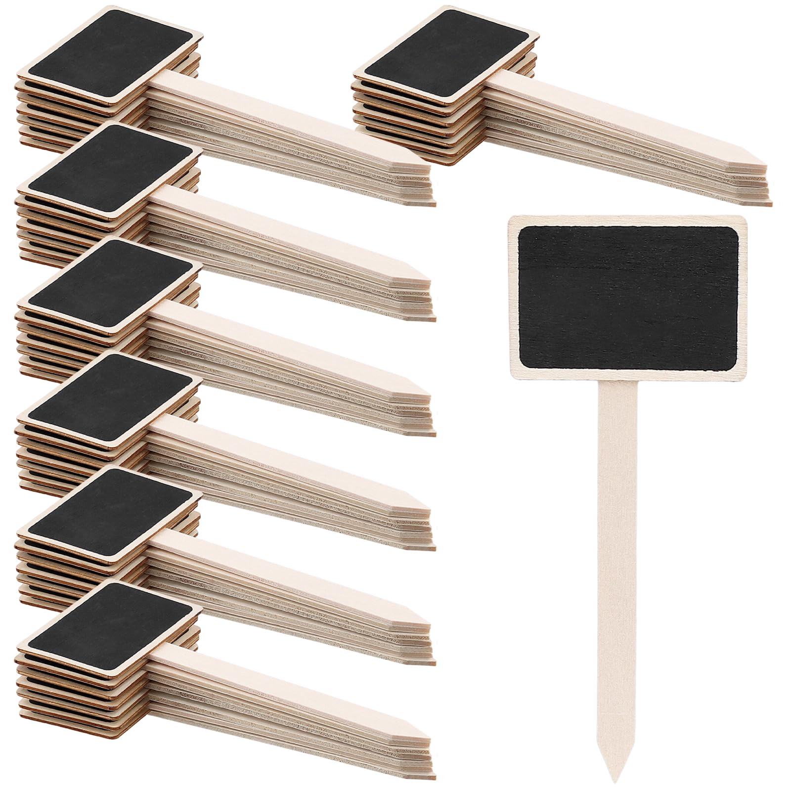 50 etichette per piante in legno da 15 x 6,3 cm, mini etichette nere per piante, a forma di T, per verdure, fiori, piante in vaso