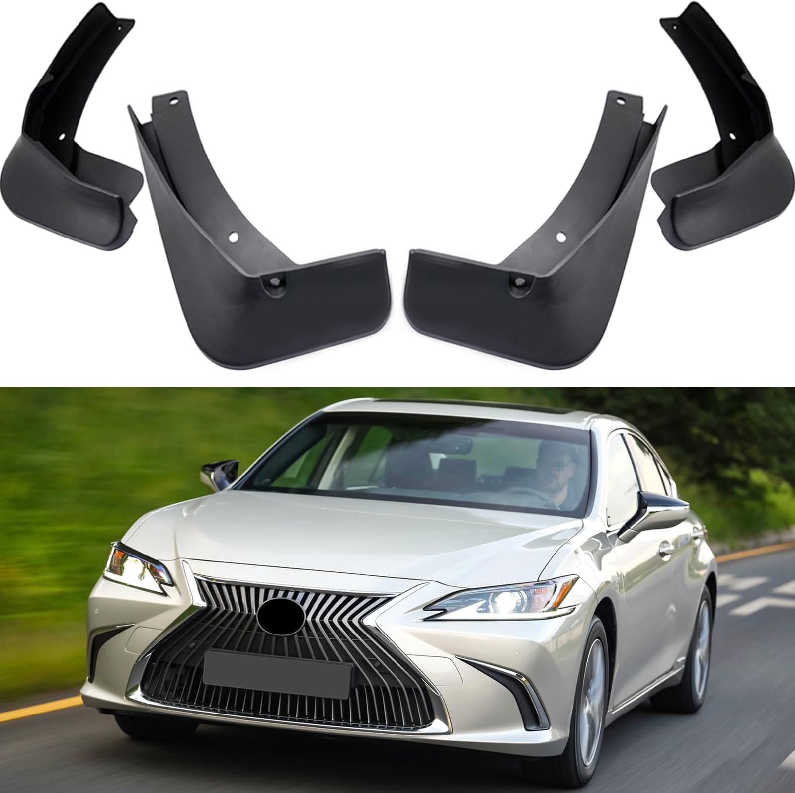 Mudguards Mud Flaps Splash Guards Fenders Compatible with 2019-2024 Lexus ES 250 / ES 350 / ES 300h, 4pcs Mud Guards Kit, Black