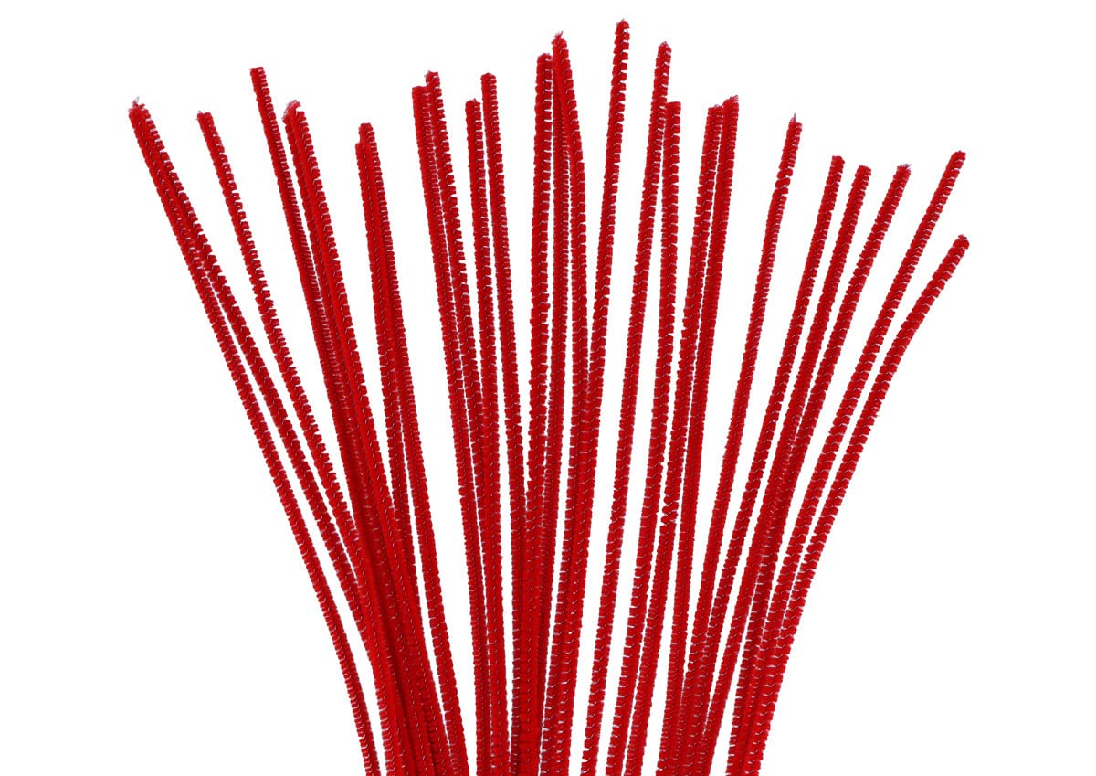 INNSPIRO Red Chenille Pipe Cleaner 4 mm.x30cm. 50 u., Ideal for Crafts with Children, Decorations and Creative Activities
