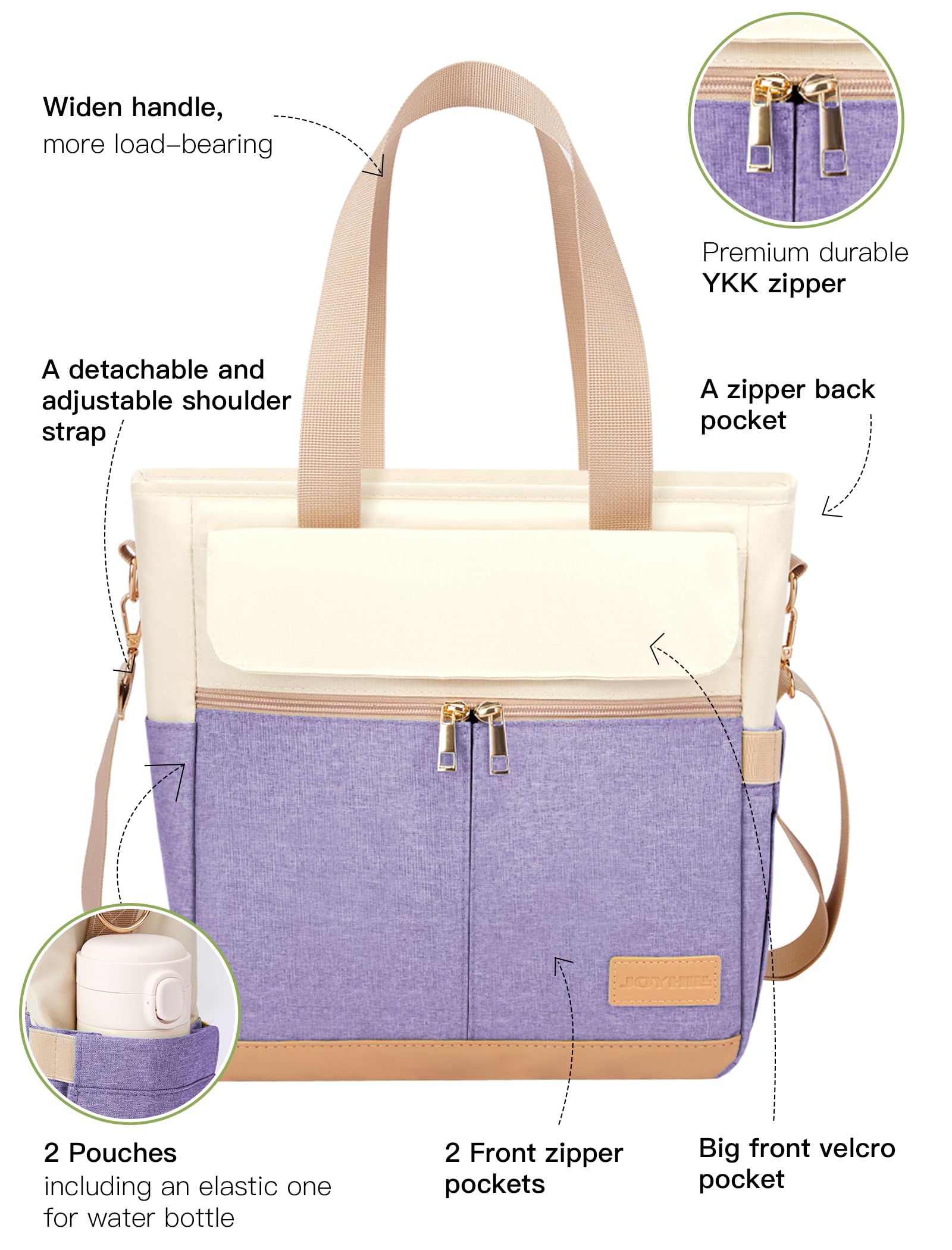 JOYHILL Lunch Bag for Women Leakproof Insulated Lunch Box with Shoulder Strap - Image 2