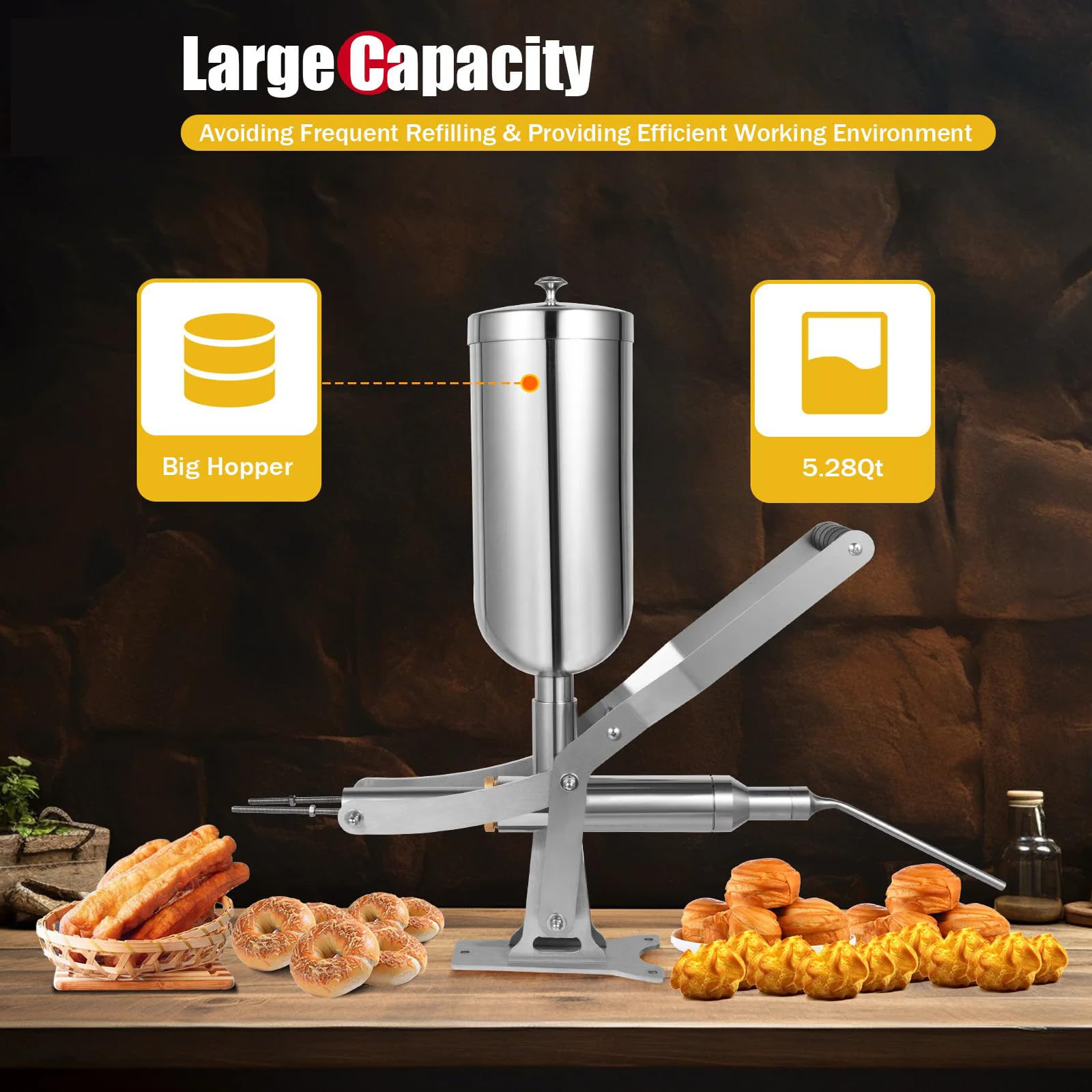 HNBYLMM Manual Donut Filler Machine Commercial Donut Jelly Filler Machine Stainless Steel Donut Churros Filler Jelly Cream Filling — view 4
