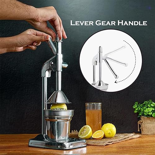Miniatura 7 de Cast Iron Juicer Hand Press, Effective Stainless Steel Manual Juicer, with Non-Skid Cup Base Effort Saving Lever for Fresh Lemonade OrangeJuice for