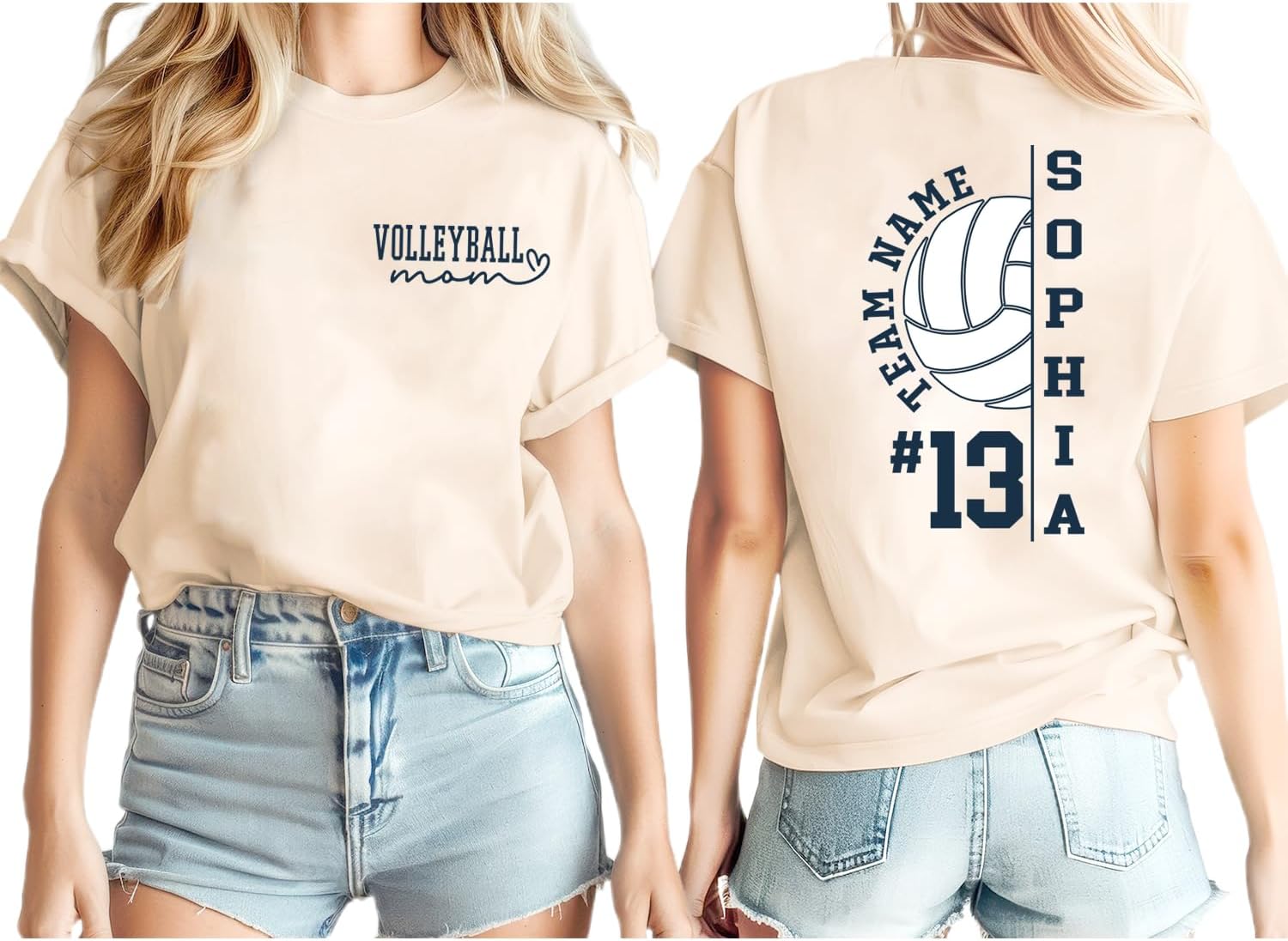 NAZENTI Personalized Volleyball Mom Shirt, Custom Volleyball Shirt for Women with Name and Number, Sport Mom Gifts - Image 2