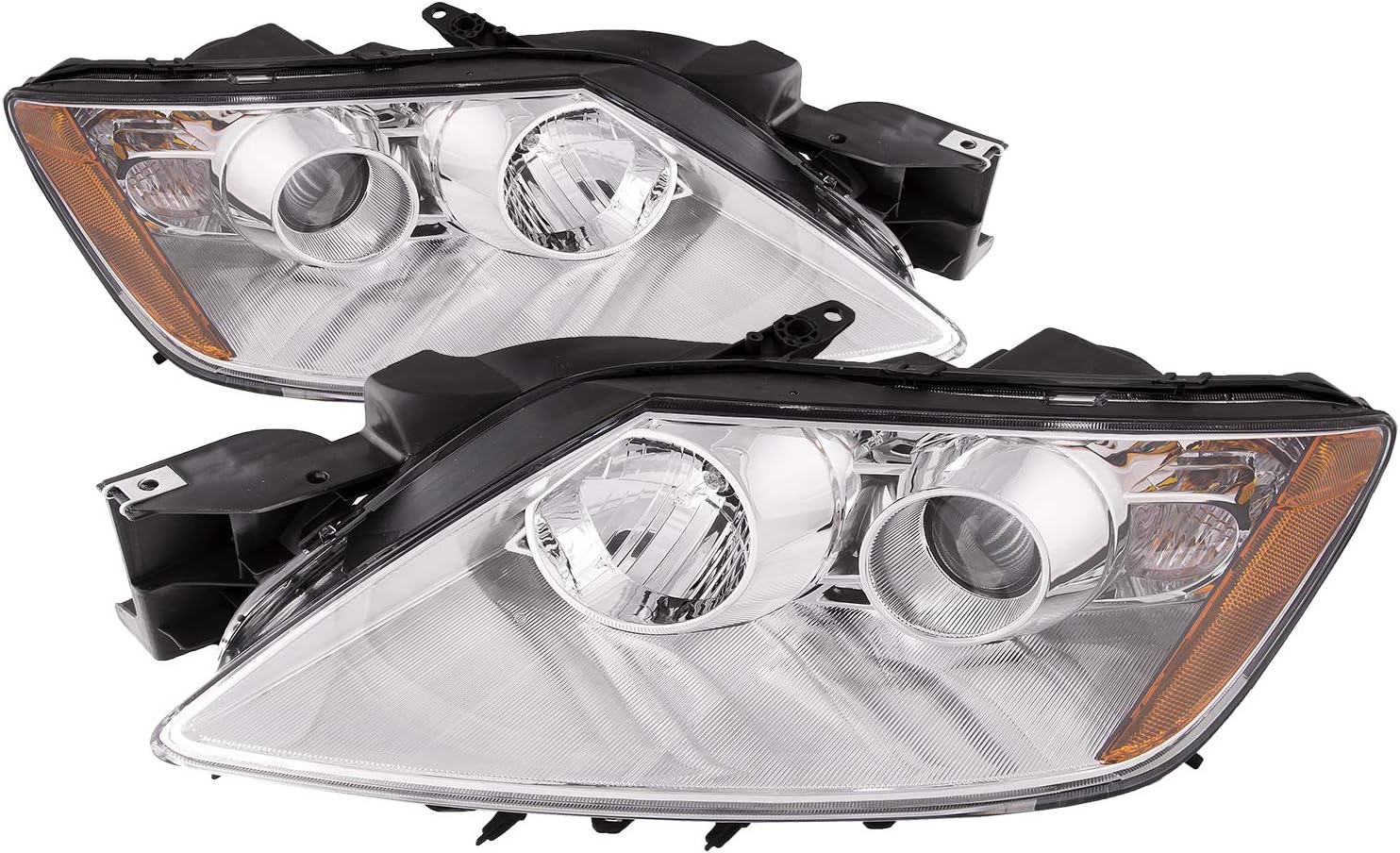 PERDE Projector Headlights Compatible with Mazda CX-7 2007-2011 Chrome Housing Halogen Left Driver and Right Passenger Side Headlamps