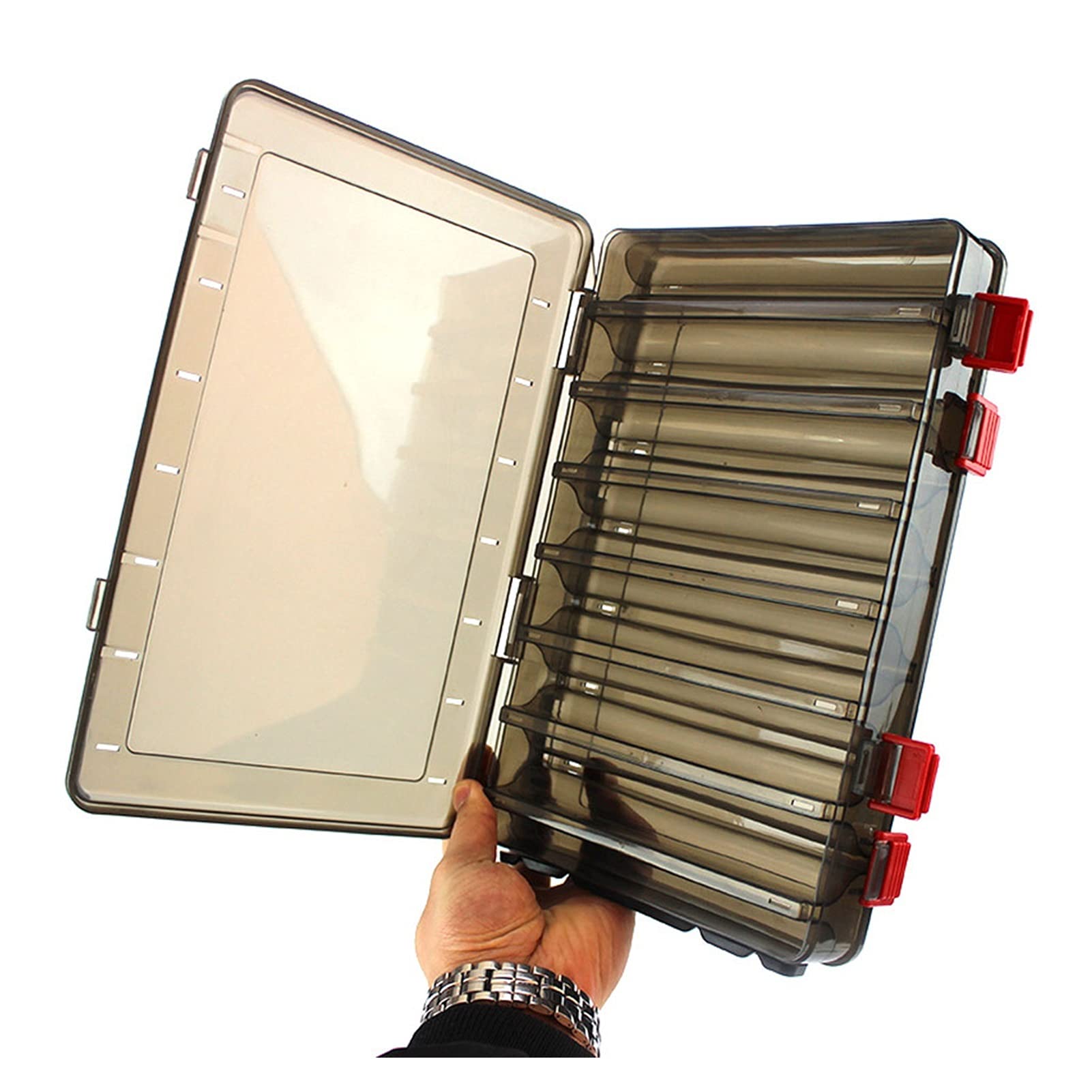 Caja de Almacenamiento Para Anzuelos de Pesca Tackle de pesca Pesca de doble cara Pesca de plástico Caja de señuelos de pesca grande Cajas de gancho de señuelos Caja de topes 14 compartimentos Contene