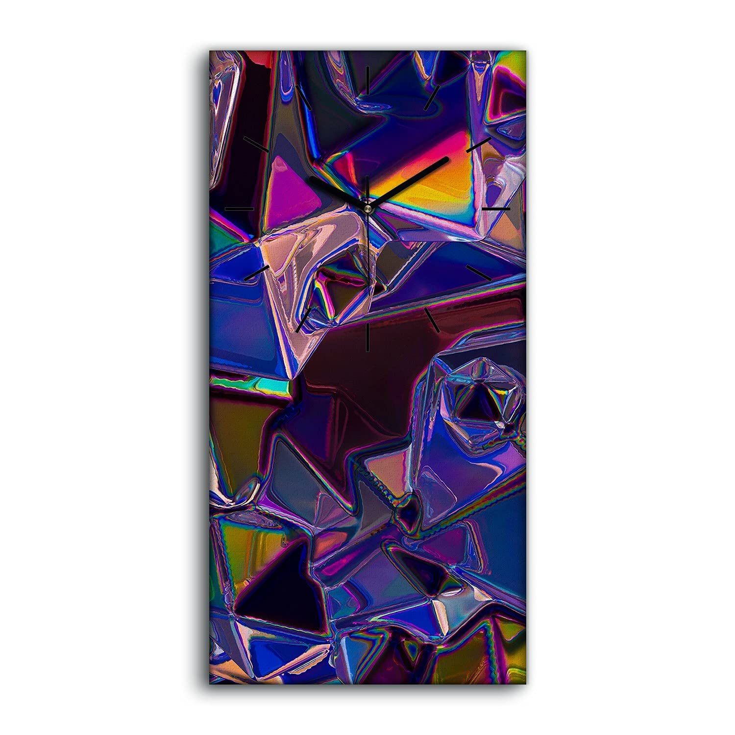 Horloge sur toile haut de gamme aux reflets multicolores vibrants