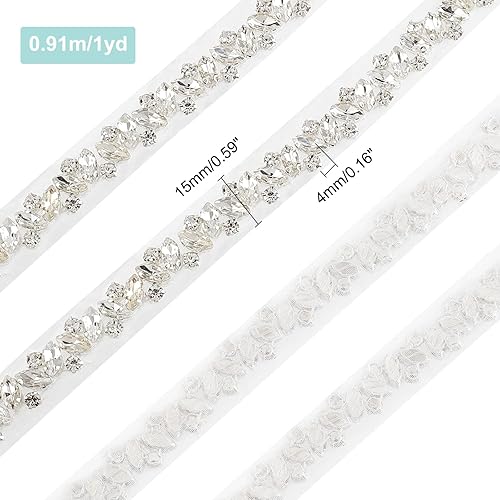 Miniatura 2 de FINGERINSPIRE 1 yarda de 0.591 in de cristal de diamantes de imitación apliques de hierro en la banda de cinta de ajuste de cristal Hotfix