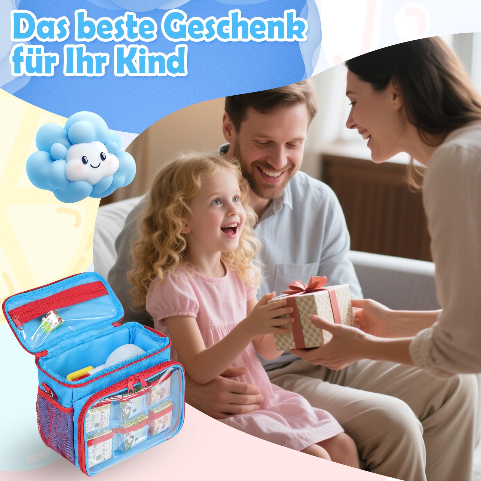 Custodia per Little Tikes Story Dream Machine Starter Set per libri, giocattoli, valigetta da viaggio per molti, set di principianti, giocattolo per bambini, Blu e rosso, 23 cm x 12 cm x 20 cm