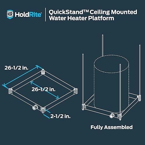 Miniatura 9 de HoldRite QuickStand - Plataforma de calentador de agua montada en el techo, hasta 20 galones, colgante, 40-SWHP