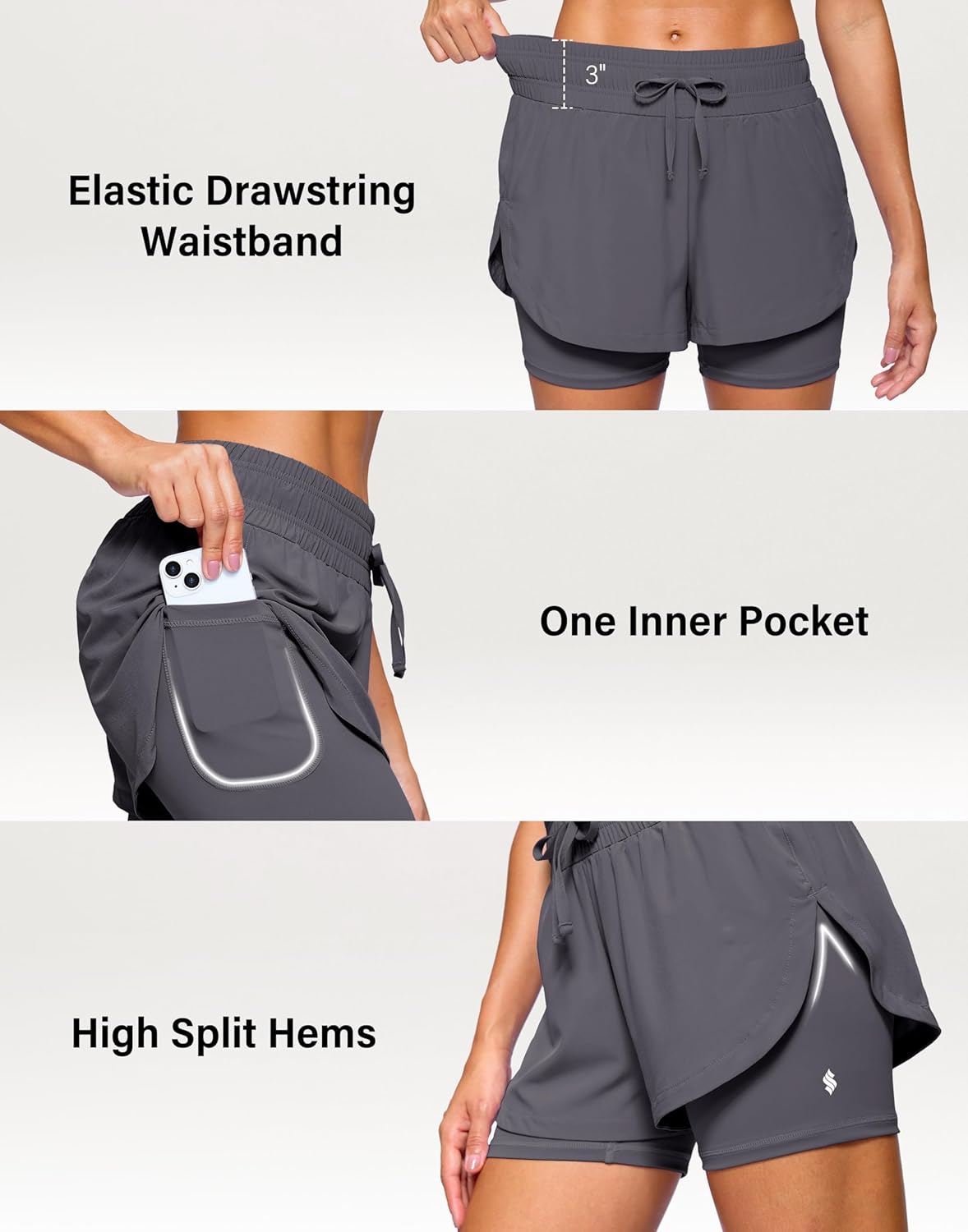 Soothfeel Women's 2 in 1 Running Shorts 5" Athletic Shorts High Waisted Workout Gym Tennis Exercise Shorts with Liner Pocket - Image 6