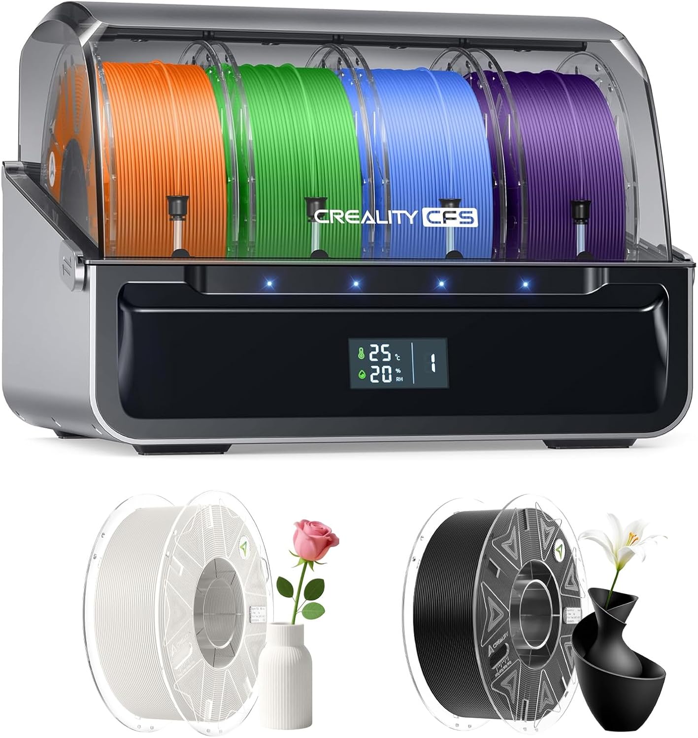 Creality CFS Multicolor 3D Printer Filament System and 1KG Hyper PLA RFID Filament Black and 1KG Hyper PLA RFID Filament White