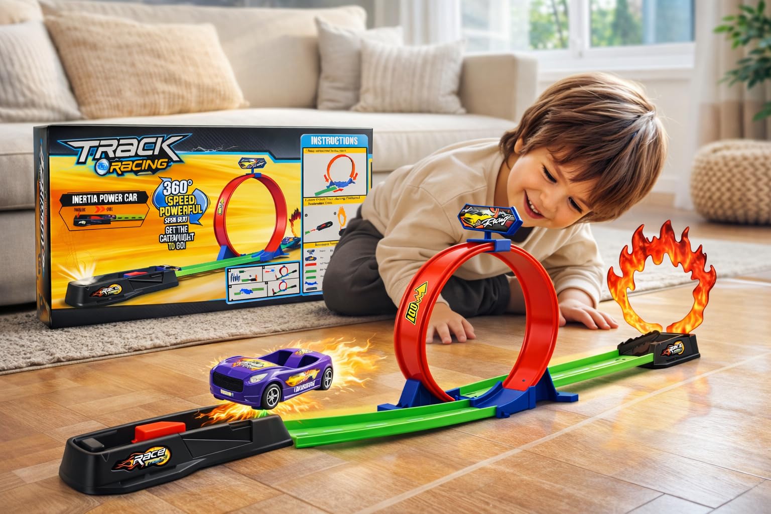 Goyal's 3D DIY High-Speed Track Toy Set for Kids – Single Loop Track Racing Game with Pull Back Car, 360° Spin Loops – STEM Educational Car Track Toy-image-22