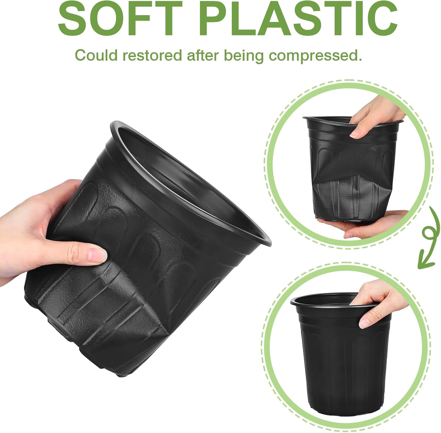 GroTheory 100 Pack 1 Gallon Nursery Pots, 6.7 Inch Plastic Pots for Plants, Plastic Flower Pots, Plant Pot, Seedling Pots for Potting, Seed, Succulent, Planting Pots with Plant Labels